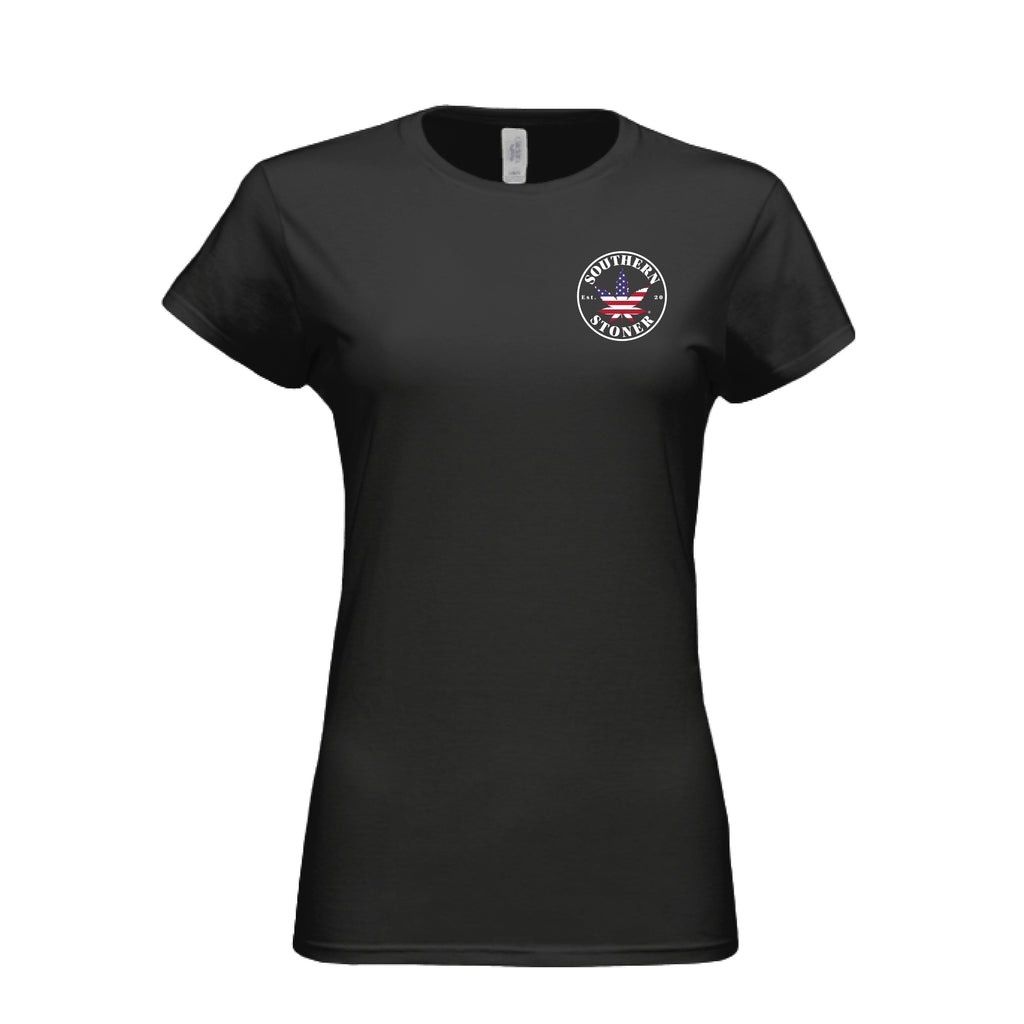 Southern Stoner OG logo womens tee front in black — womens Southern lifted lifestyle apparel