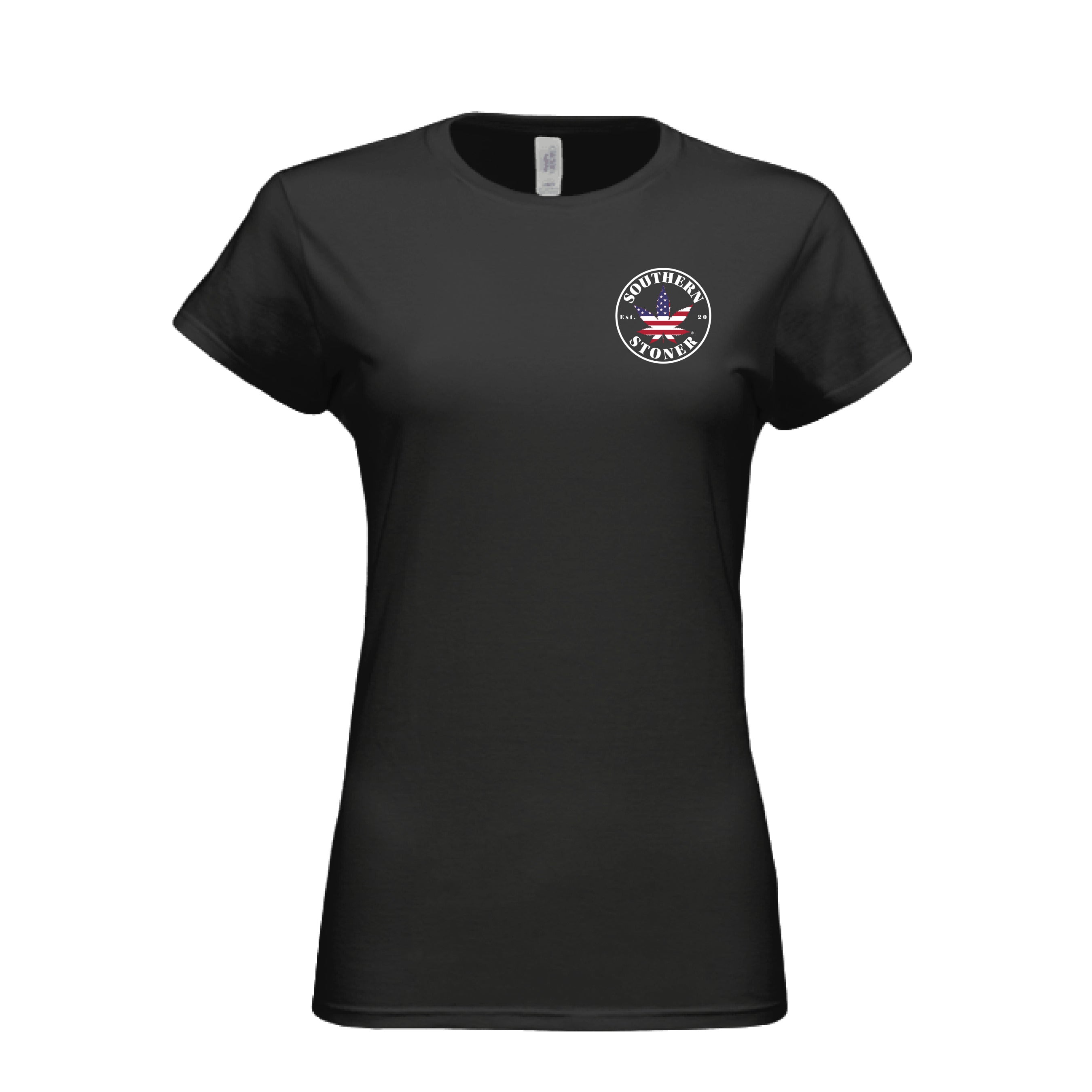 Southern Stoner OG logo womens tee front in black — womens Southern lifted lifestyle apparel
