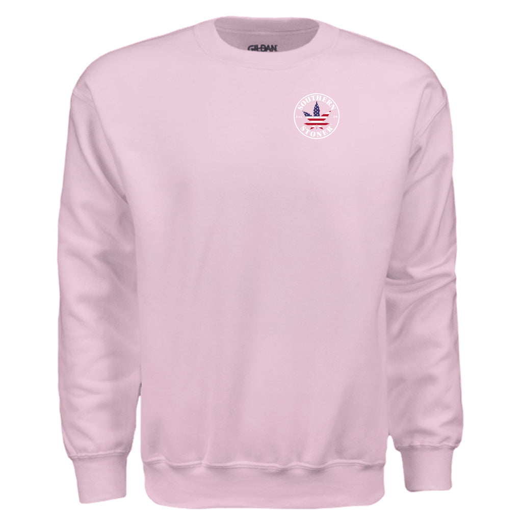 Southern Stoner OG crew sweatshirt front in light pink — womens lifted lifestyle apparel
