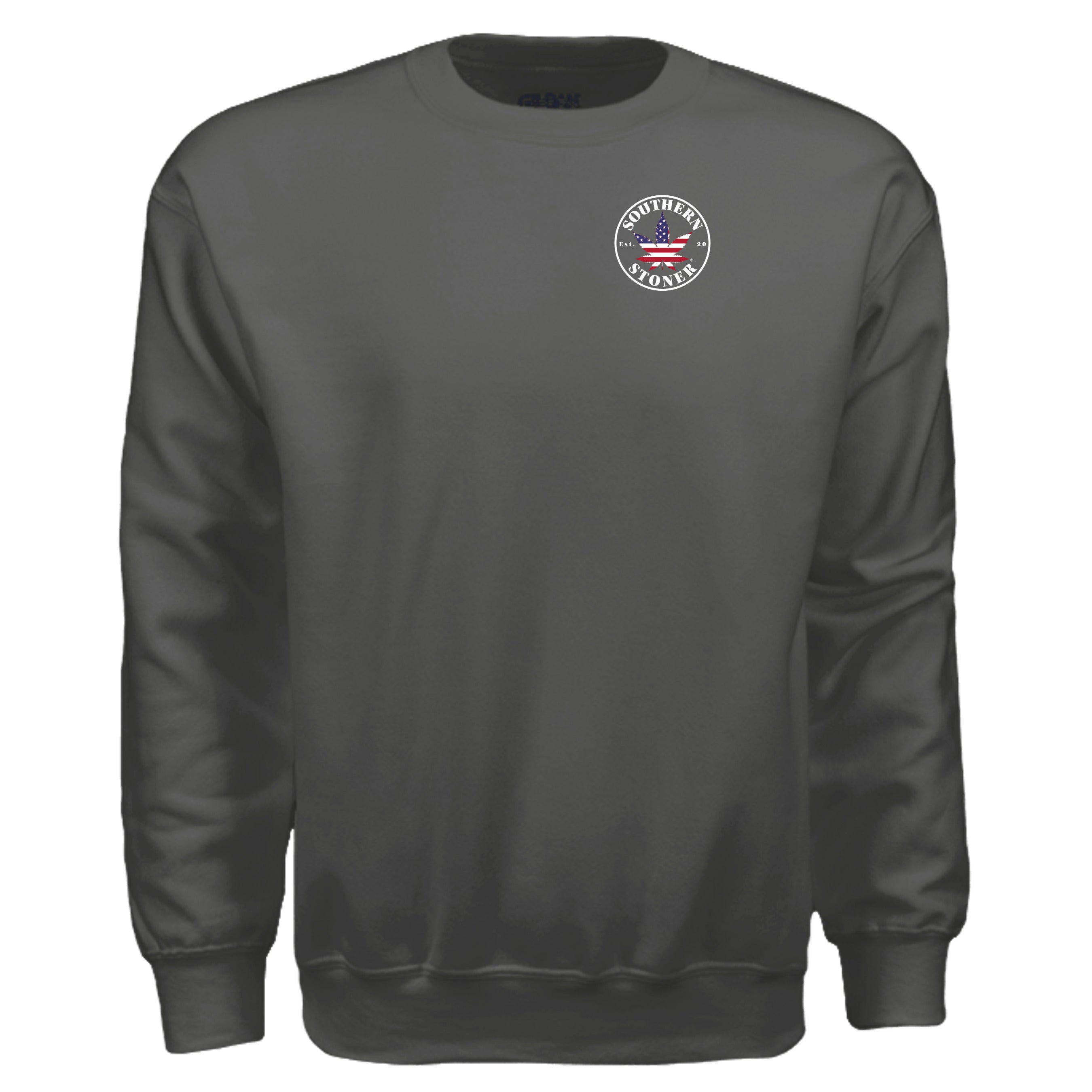 Southern Stoner OG crew sweatshirt front in charcoal — Southern lifestyle apparel