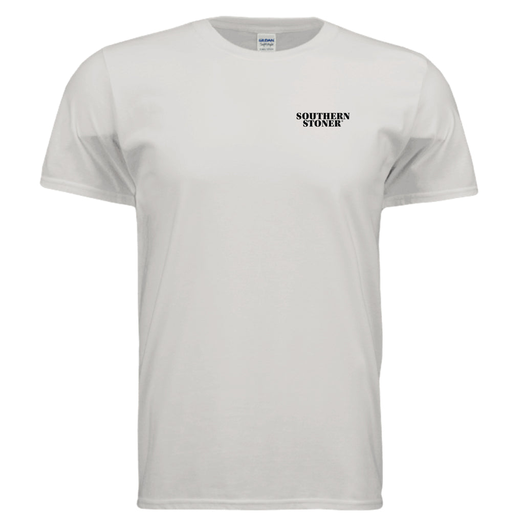 Fixin to Get Faded ice gray tee front — Southern Stoner small chest logo lifted lifestyle shirt