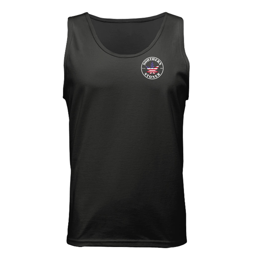 Southern Stoner OG logo mens tank top front in black — Southern lifestyle tank top