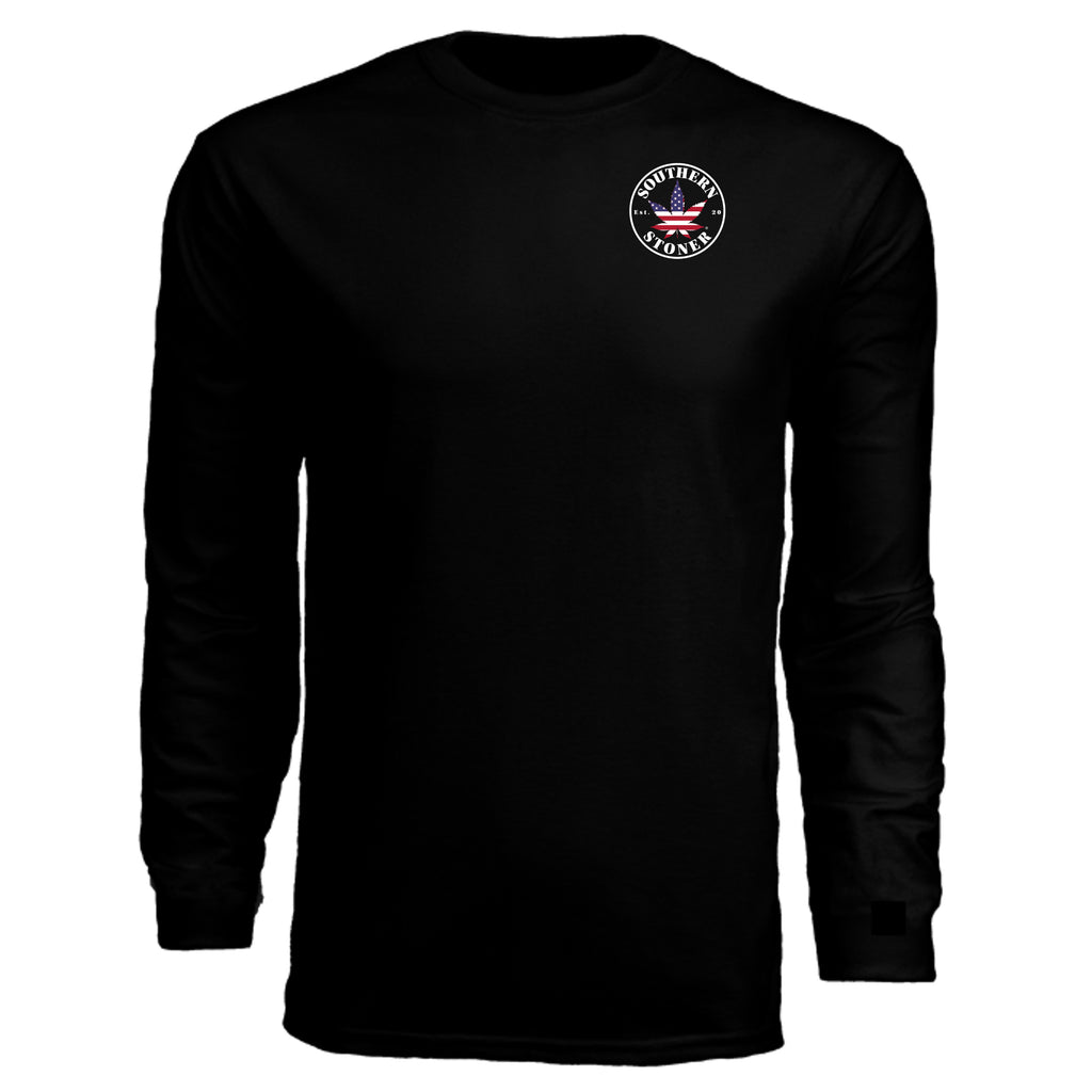 Southern Stoner OG logo performance long sleeve front in black — Southern lifestyle performance shirt