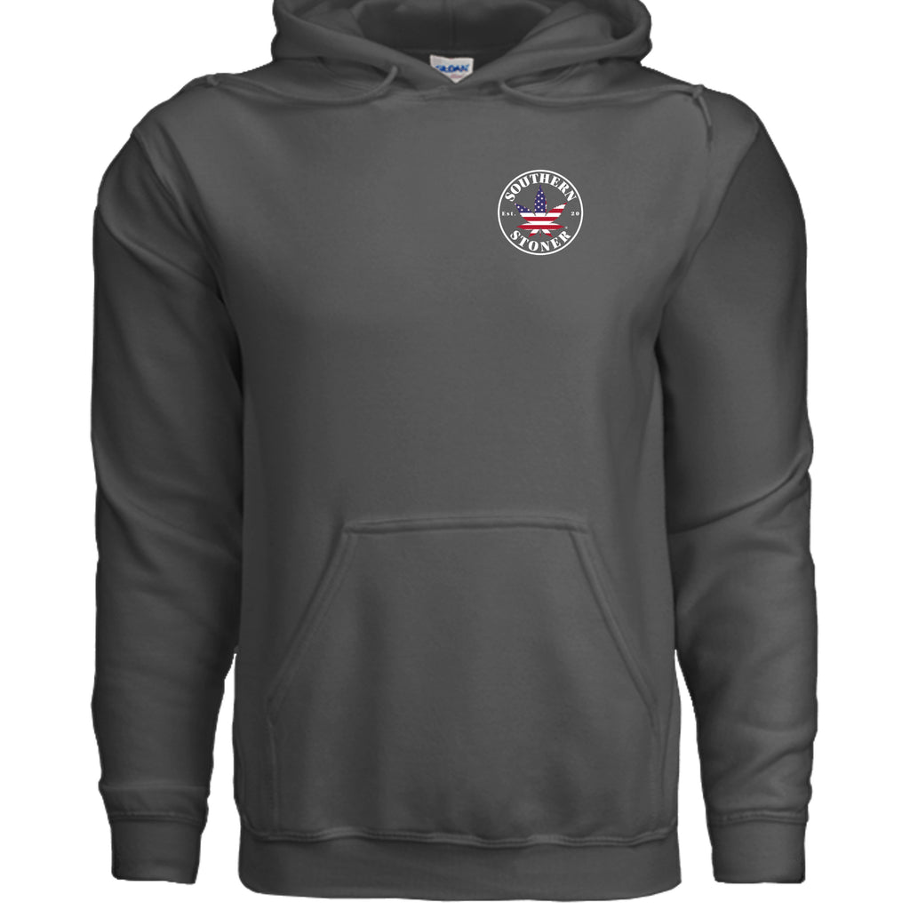 Southern Stoner OG logo hoodie front in charcoal — lifted lifestyle Southern apparel
