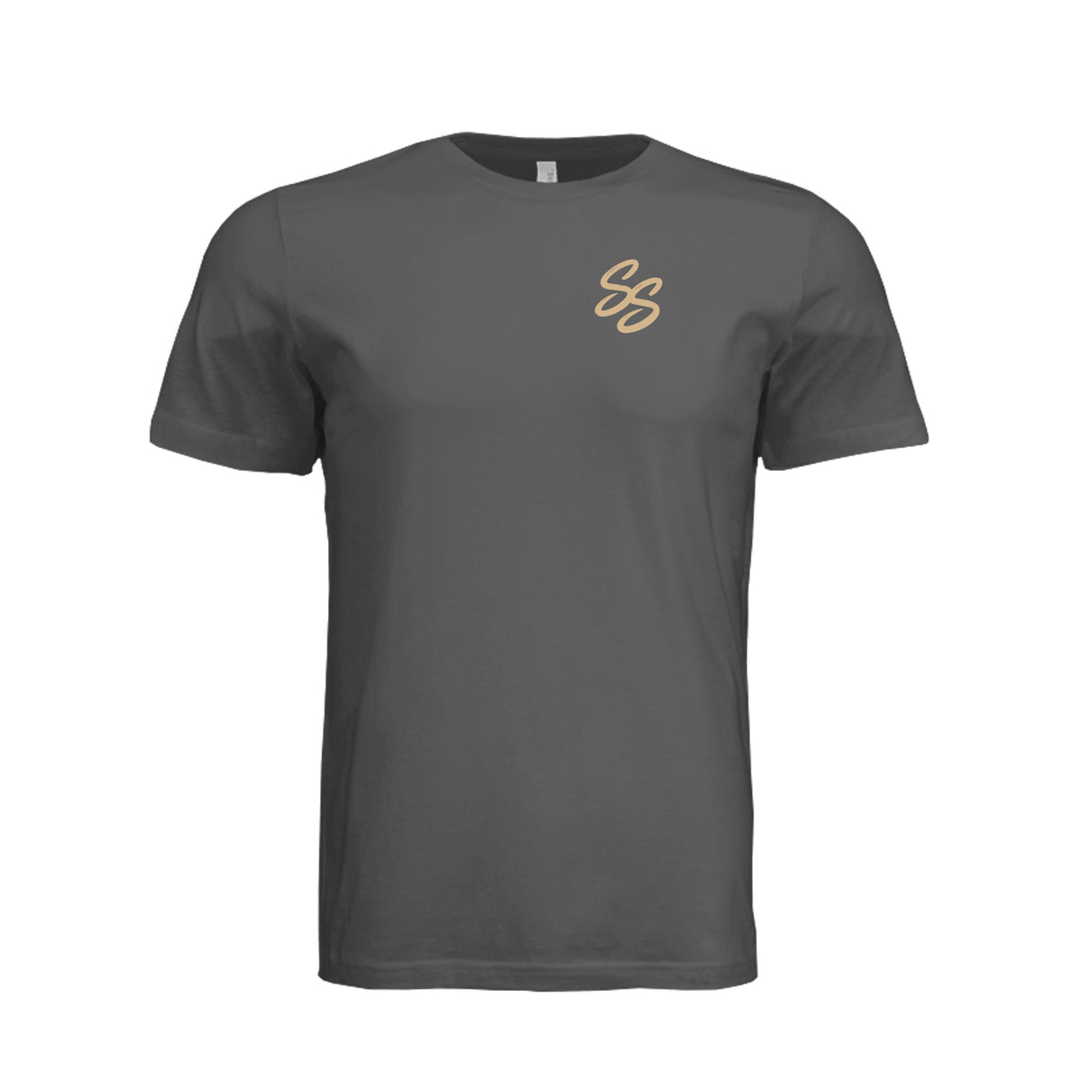 Front view of asphalt Rainbow River Graphic Tee with Southern Stoner® river artwork