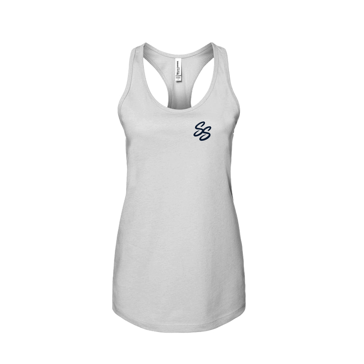Front view of Navy Logo Women’s Racerback Tank by Southern Stoner