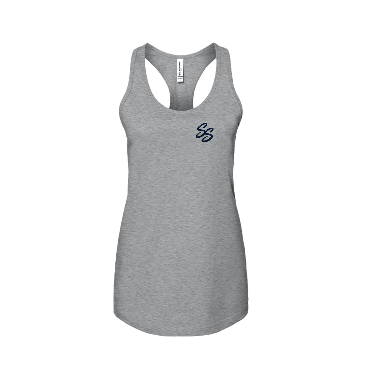 Front view of Navy Logo Women’s Racerback Tank by Southern Stoner