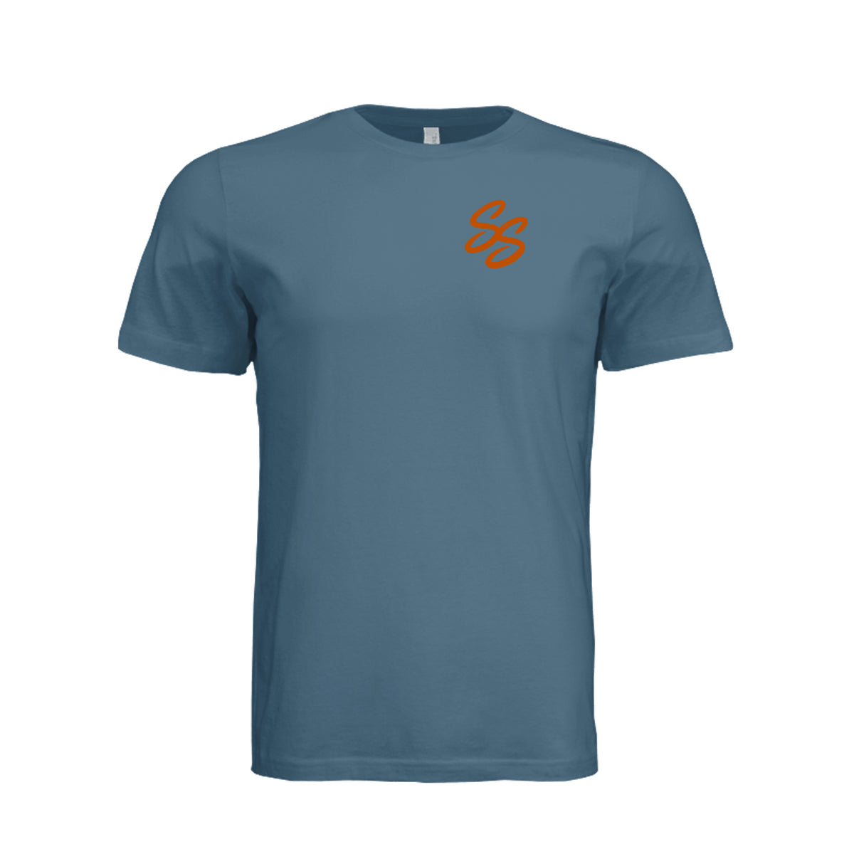 Front view of Sativa by Day Indica by Night T-Shirt by Southern Stoner in steel blue