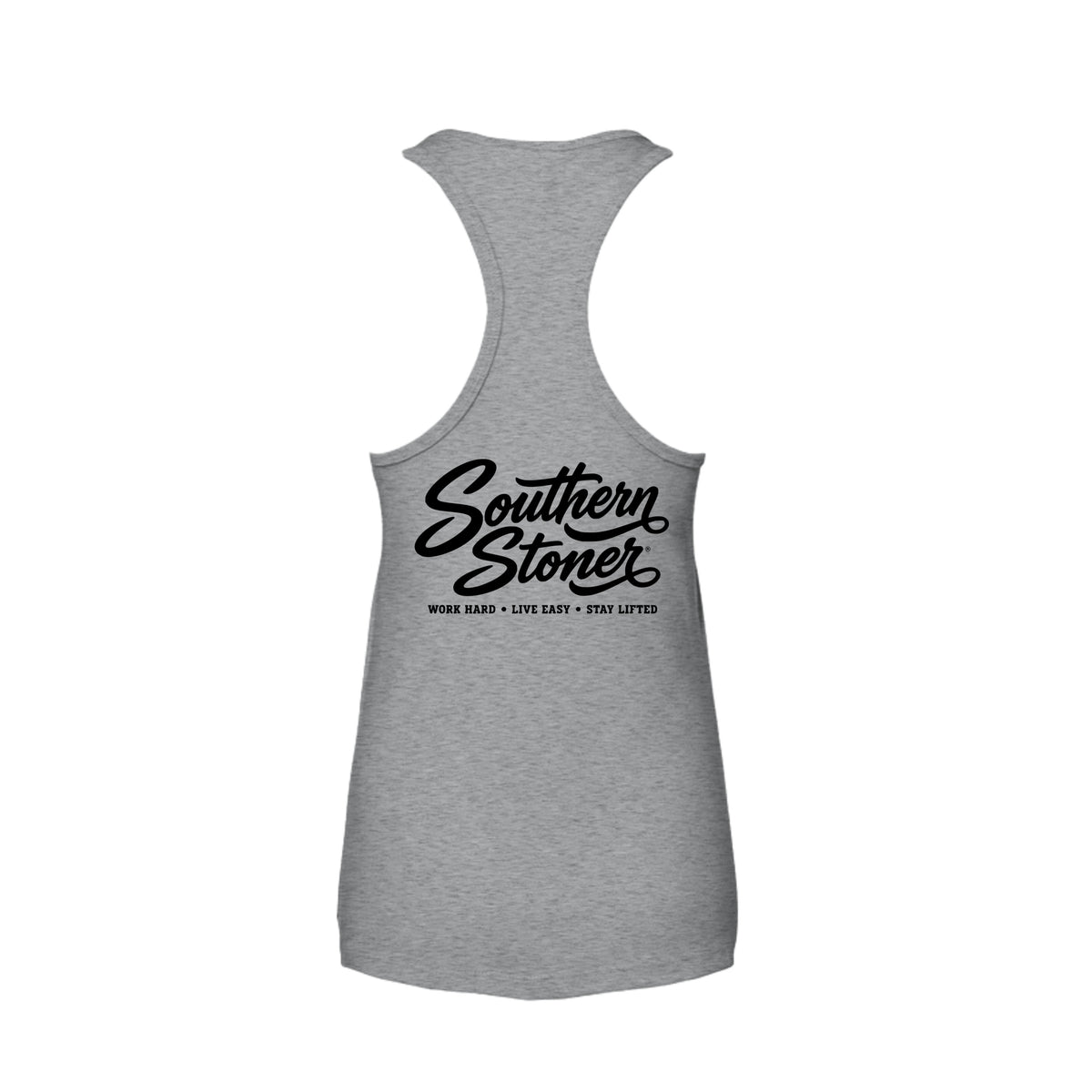 Back view of Medicated & Educated Women’s Racerback Tank by Southern Stoner